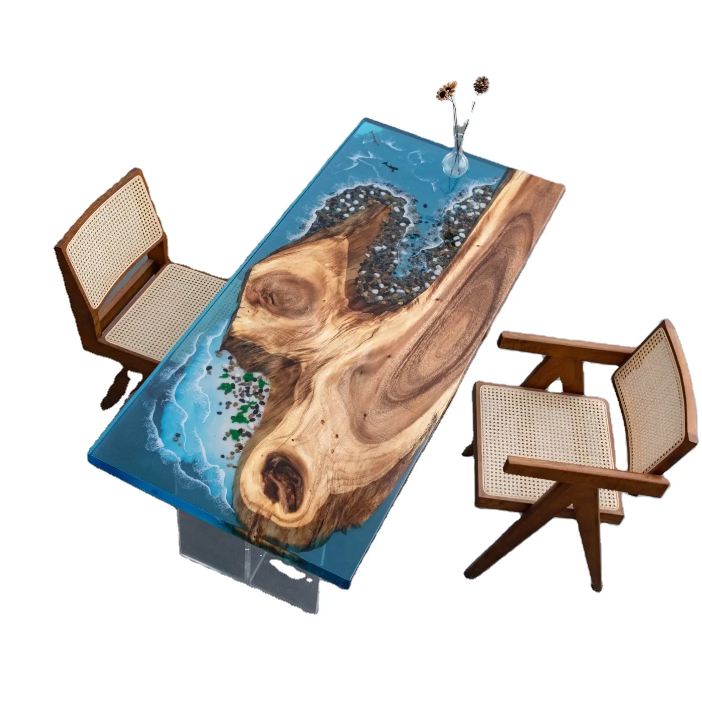 Новый завод, оптовая продажа, обеденный стол из эпоксидной смолы в скандинавском стиле, однотонный настольный стол из орехового дерева, размер по индивидуальному заказу