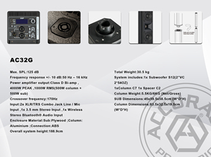 ACC AC32G Módulo patentado BT karaoke party DJ subwoofer portátil profesional audio activo columna de potencia altavoces caja sistema pa - Product Image 5