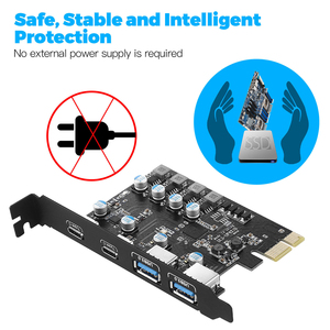 PCIE USB 3.0 Type C การ์ดขยาย5Gbps PCI-E TO Type-C ฮับ USB3.0อะแดปเตอร์การ์ดแปลง4พอร์ต USB3.2 Gen 1 USB A + USB C - Product Image 3