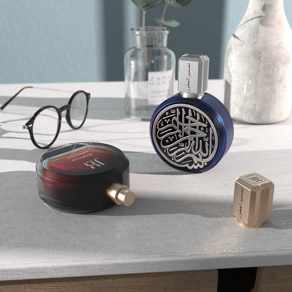 Flacon de parfum bleu