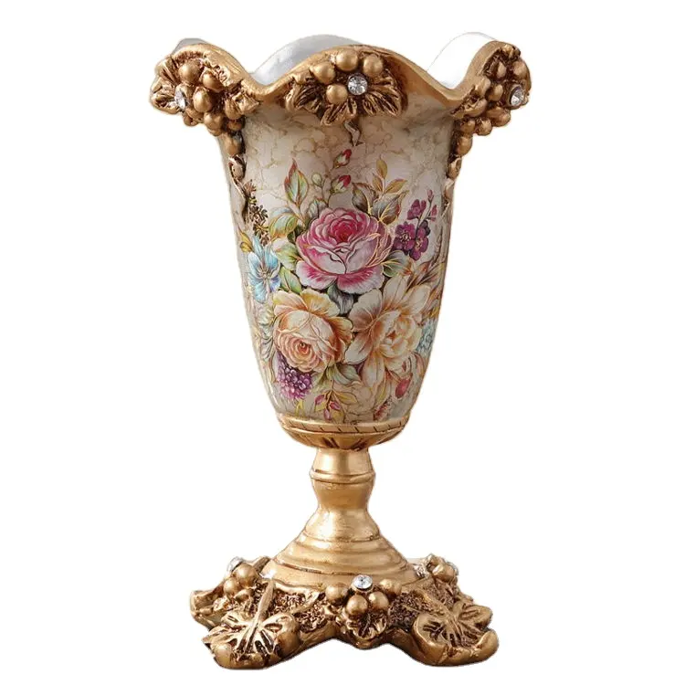 Vaso da tavolo da pranzo in stile europeo retrò all'ingrosso decorazione reale elegante resina Jarrones Decorativos vaso di arte europea di fascia alta