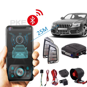 Alarma inteligente para coche de 12V, aplicación de teléfono, código de salto bidireccional, control BT PKE, sistema de seguridad de coche unidireccional sin llave con 2 mandos a distancia