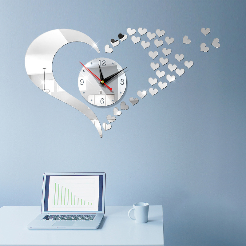 European Wholesale Home DIY 3d Acrylic Number Mirror Decorative Wall Clock