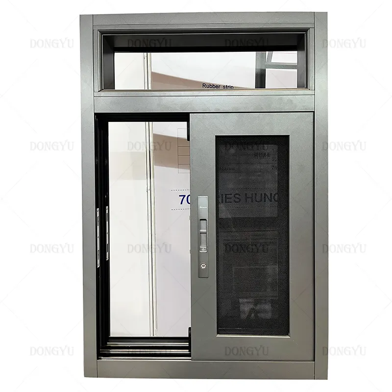 Design semplice a buon mercato finestre in metallo in lega di alluminio doppio vetro finestra scorrevole con zanzariera per la casa