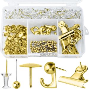 Accen310 itme pimi adet altın kiti dekoratif başparmak mantar kurulu bülten ofis duvar için 5 stilleri kanca Pushpin ile Tacks - Product Image 3