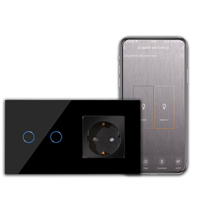 Bingoelec ab standart akıllı ev 2 Gang kristal cam Panel Tuya WiFi dokunmatik işık prizler ve anahtarları elektrik - Product Image 1