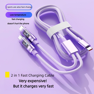 2 in 1 PD100W şeffaf süper hızlı şarj tip-c veri kablosu ve Huawei Apple 15 için kalaylı bakır veri kablosu - Product Image 4