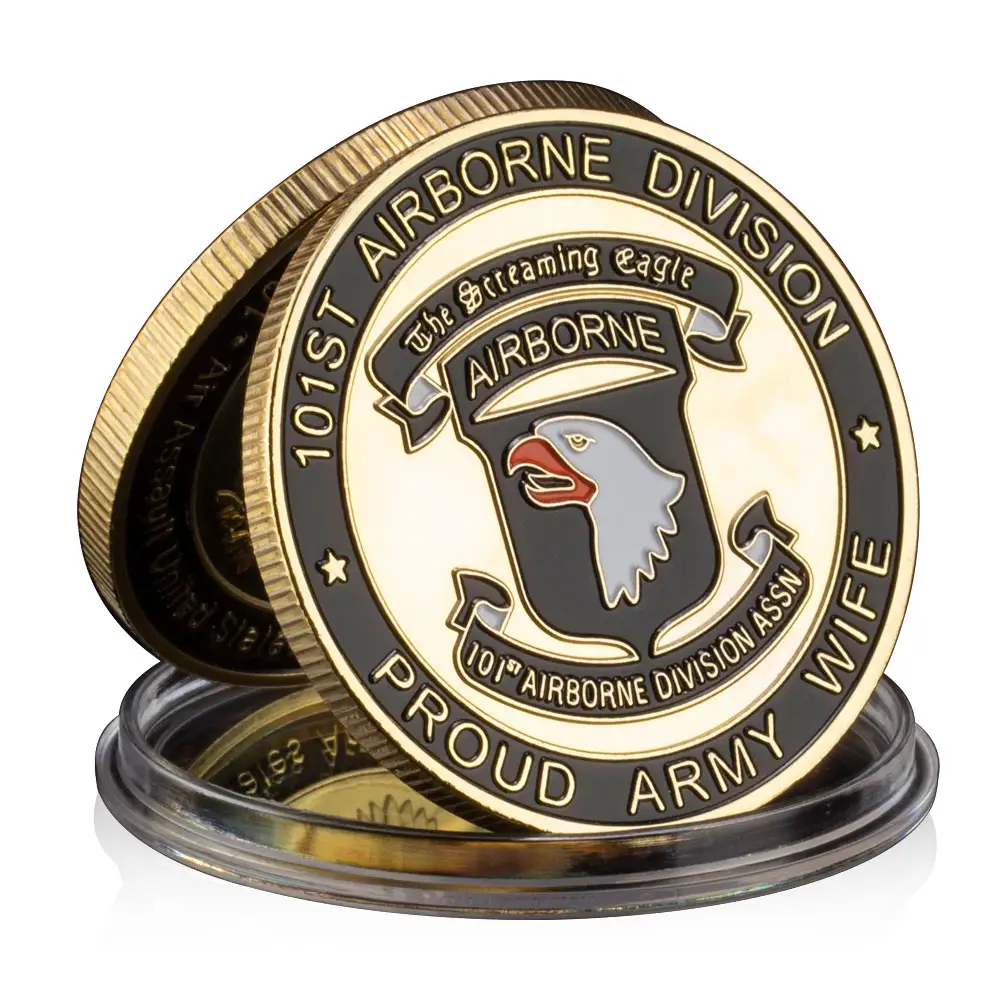 Moneda de recuerdo de La División Aerotransportada DE LOS Estados Unidos Screaming Eagle Moneda de desafío chapada en oro Moneda conmemorativa
