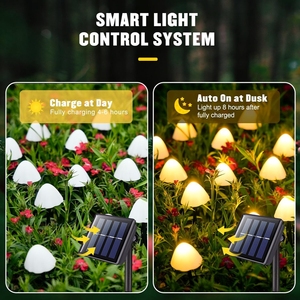 30LED Mini Mushroom Solar Lights Warm White Solar <strong>LED</strong> String Light Waterproof Solar Lights Outdoor Pathway Spike for Backyard - Product Image 4
