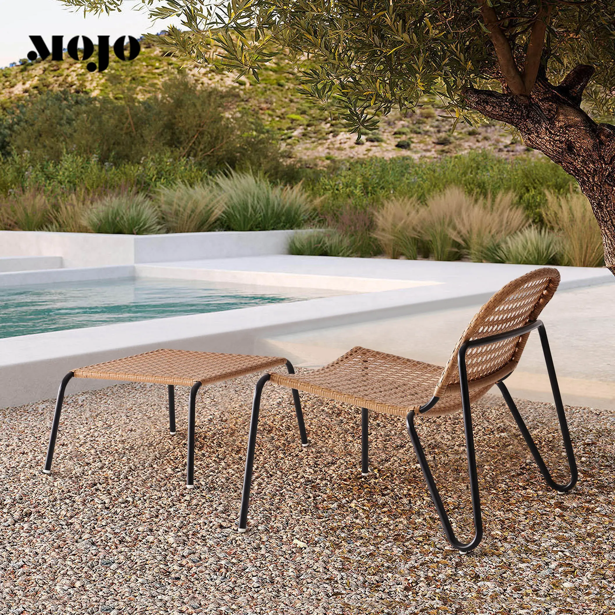 Mobilier de jardin moderne et créatif pour l'extérieur, salon simple tissé à la main, chaise de jardin en rotin empilable