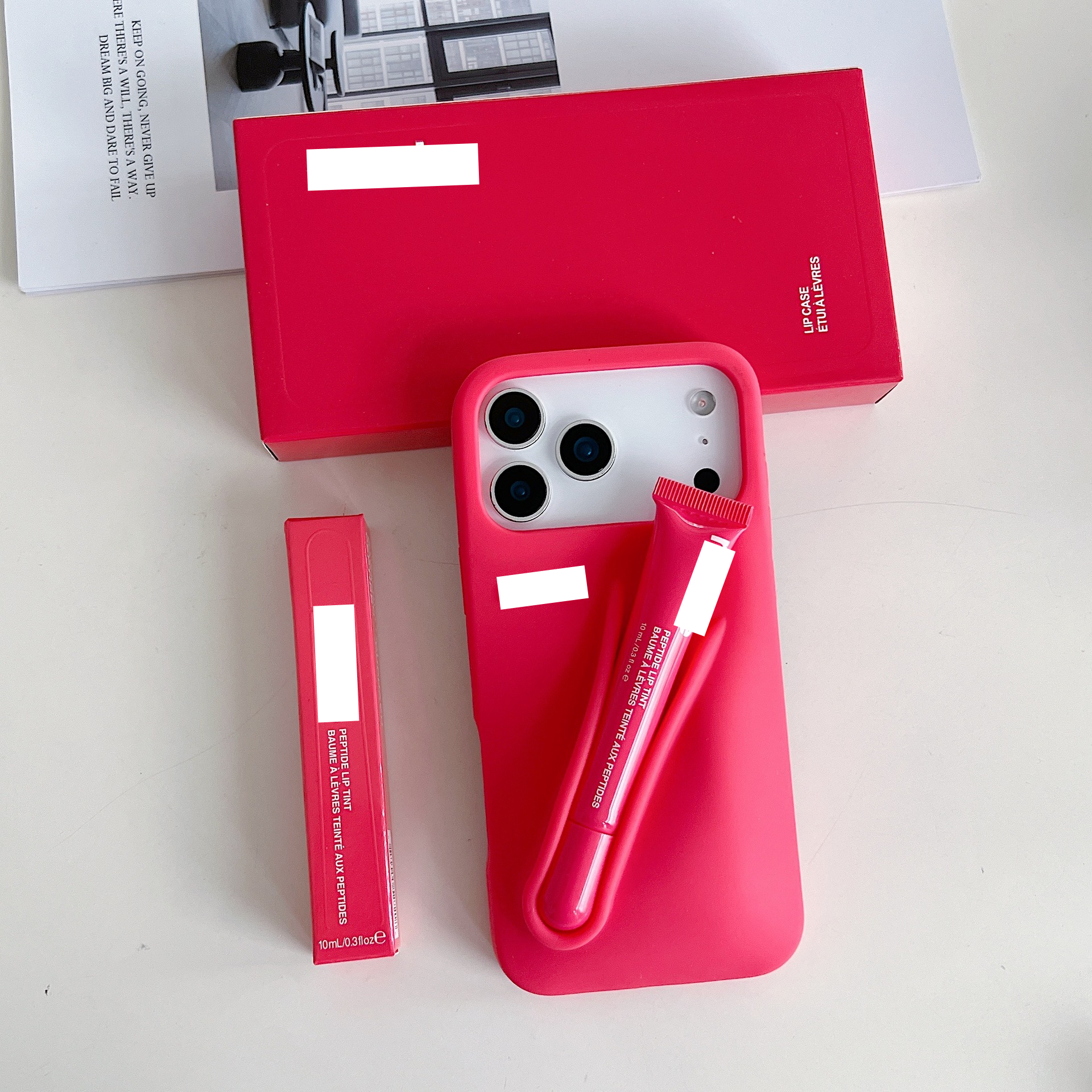 Coque de téléphone Guava spizti(Rouge) + vernis à lèvres + boîte d'emballage