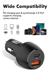 38W çift bağlantı araba şarjı hızlı şarj PD 3.0 & QC3.0 OTP koruma PC malzeme ile telefon şarj cep telefonu için - Product Image 5