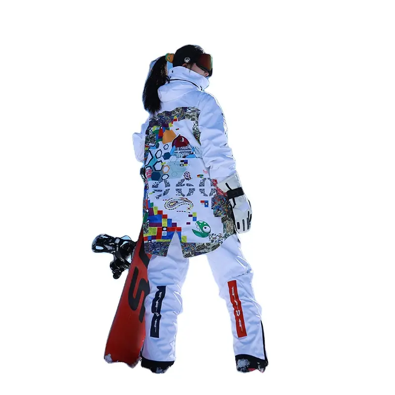 Traje de invierno de gran tamaño para hombre y mujer, chaqueta de esquí impermeable y cálida, pantalones de esquí desmontables, conjunto de Snowboard