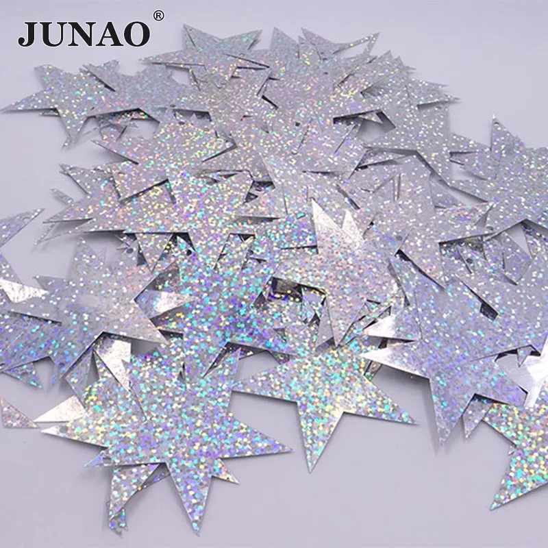 JUNAO All'ingrosso Della Fabbrica 60mm Sciolto Scintillio Stella Piatta Paillettes Cucire Su Grandi Paillettes Per La Decorazione Di Natale