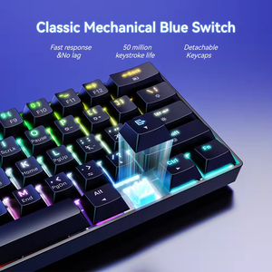 Bluetooth Tri-Chế Độ Có Dây 2.4G RGB Chơi Game Bàn Phím 61 Phím 60% Không Dây Bàn Phím Cơ Khí Màu Xanh Chuyển Đổi 60 Phần trăm Teclado Gamer - Product Image 5