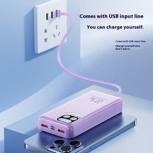 Mini pantalla LED portátil Power Bank PD 20W Cable de carga USB Carga rápida para múltiples dispositivos Fuente solar Entrada Micro USB