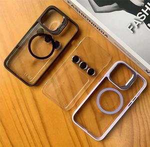 Dahili kamera standı ile manyetik temizle PC telefon kılıfı kamera halkası kapak iPhone 17 16 15 Pro Max cep telefonu Cavers - Product Image 4