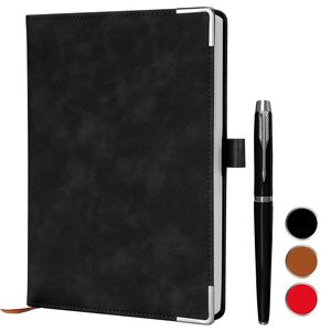 Esquinas de metal Cuaderno negro con papel cuadriculado Diario no forrado Etiqueta privada PU Cuaderno personalizado de alta calidad con bolígrafo A5 - Product Image 1