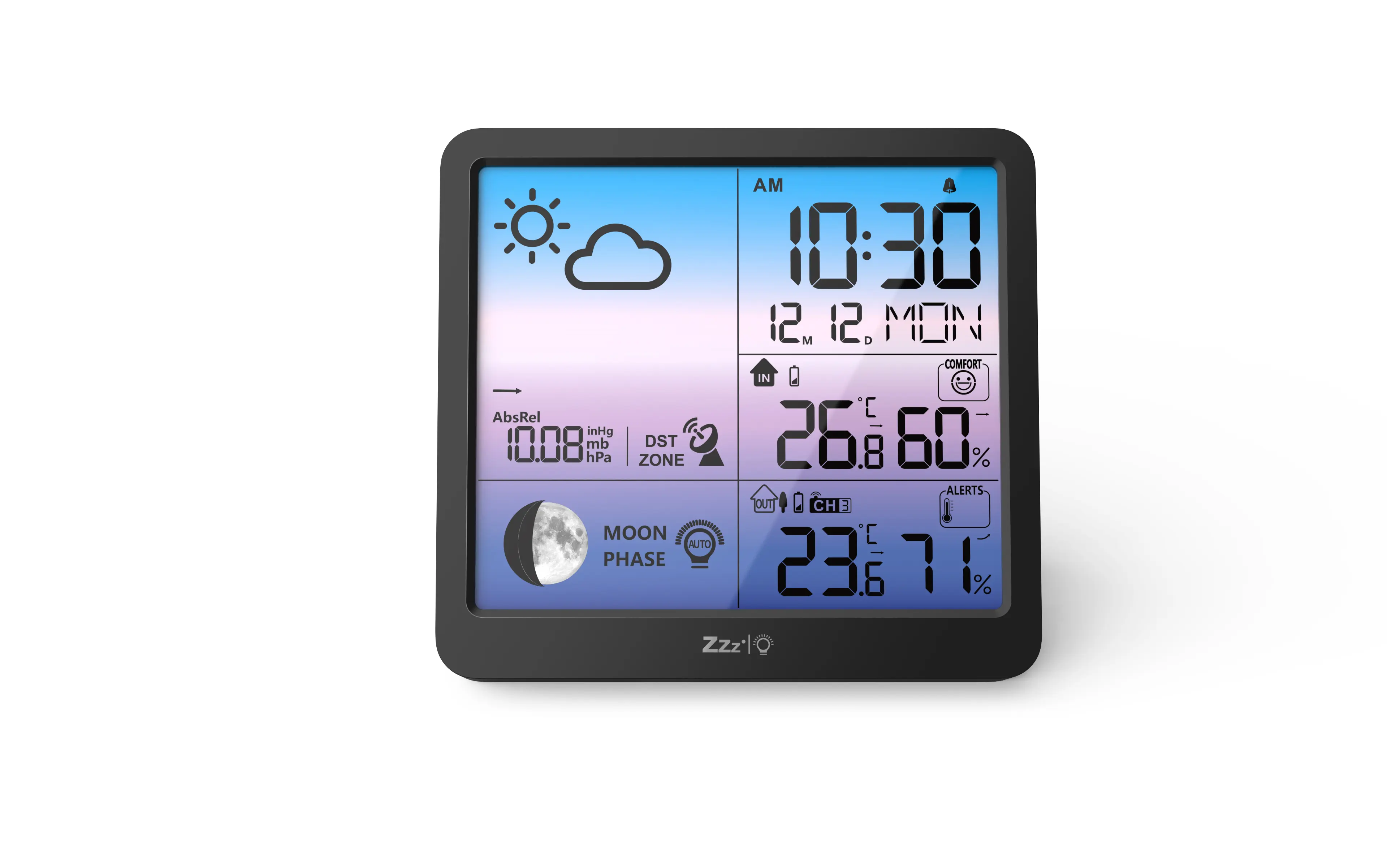 Новый продукт большой экран цифровой метеостанции с будильником и календарем