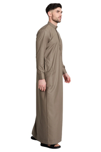 Geleneksel erkek arap Thobe katı pamuk keten Abaya elbise uzun kollu cepler rahat etnik jujutarzı suudi arabistan - Product Image 2