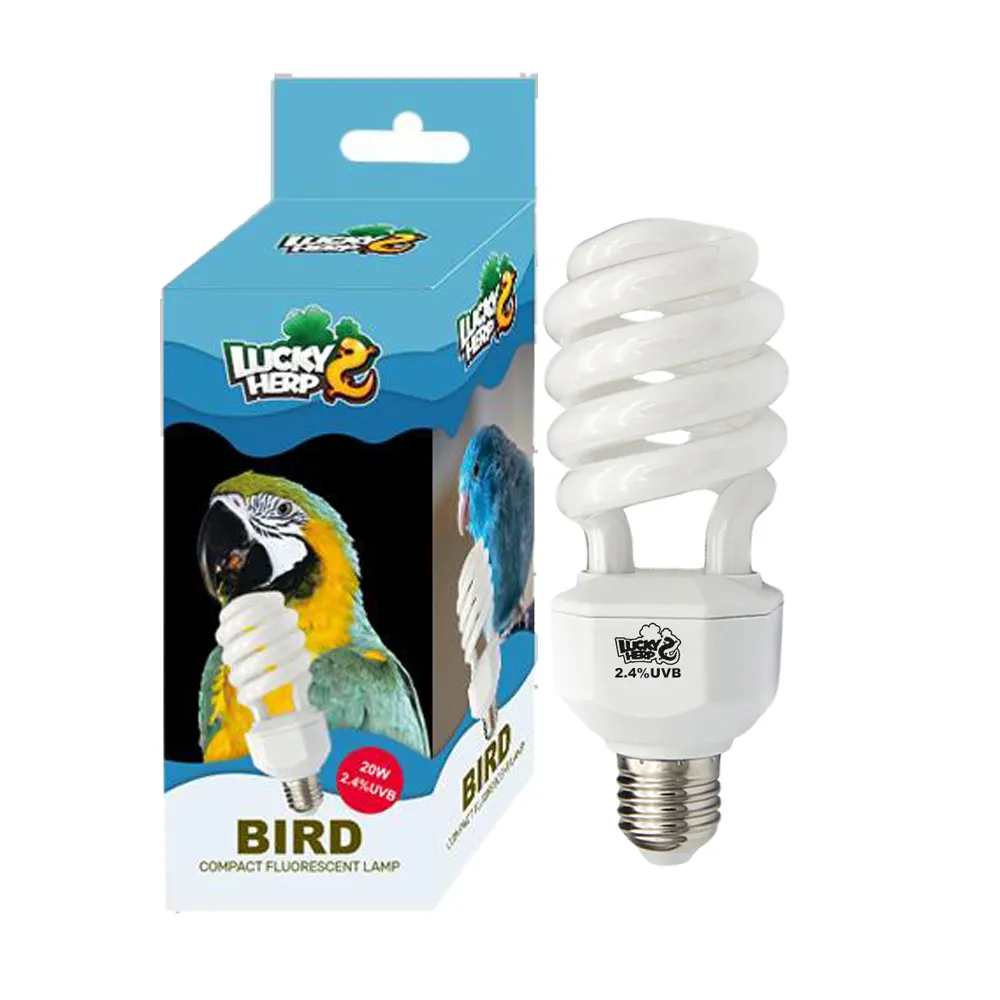 Lâmpada UVA UVB para répteis LUCKY HERP, lâmpada fluorescente compacta para pássaros domésticos 2.4 UVB 20W, ideal para todos os tipos de pássaros em cativeiro
