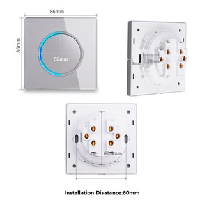 LangYeao Click <strong>on</strong> / Off Wall Light Switch with LED Indicator Pass Through Circular Button Switch Panel 1/2/3/4 Gang 1/2 <strong>Way</strong> - Product Image 4