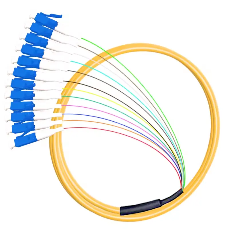 Fibra ottica Pigtail 12 Core LC Bundle Tail Fiber LC Single Mode Fiber Patch Cord Telecom Grade FC/ST/FC Head And Tail Fibers