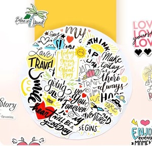 E-50pcs แรงบันดาลใจประโยคภาษาอังกฤษสั้นกราฟฟิตีสติกเกอร์วลีข้อความที่มีสีสันโทรศัพท์มือถือบุคลิกภาพตกแต่งขวด - Product Image 3