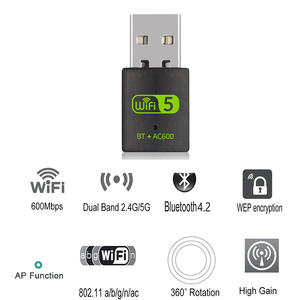 RTL8821CU Usb Dual Band <strong>Wifi</strong> Adapter 600Mbps <strong>Wifi</strong> Stick and BT 4.2 Combo Usb Wireless <strong>Network</strong> Card for <strong>Computer</strong>