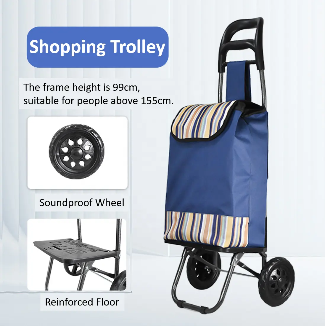 Werkspreis 600 D Polyester-Einkaufstasche faltbar Supermarkt-Einkaufswagen mit Rädern
