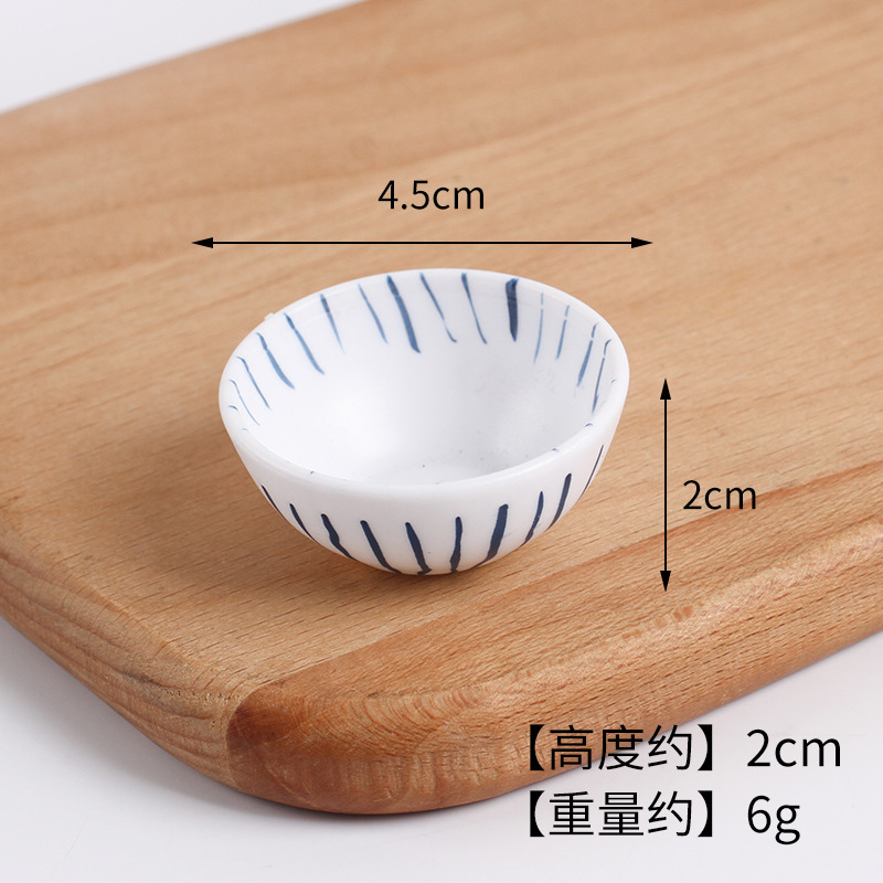 Cuenco rayado azul y blanco de 4,5 cm.