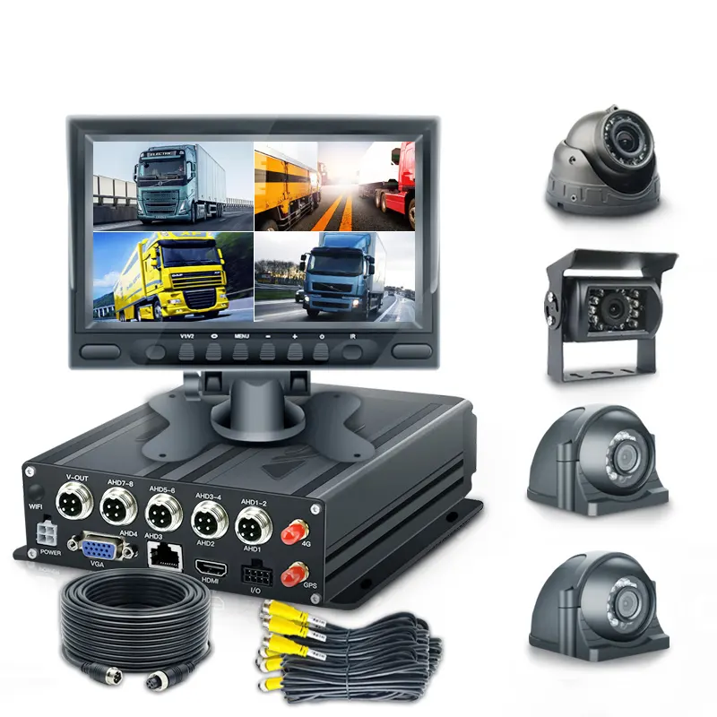 360-Grad-Autosicherheit CCTV 4CH SD-Karte Mobil-DVR GPS-Tracking Bus Auto KI mdvr mobiles 4G-GPS-Lkw-Überwachungskamerasystem