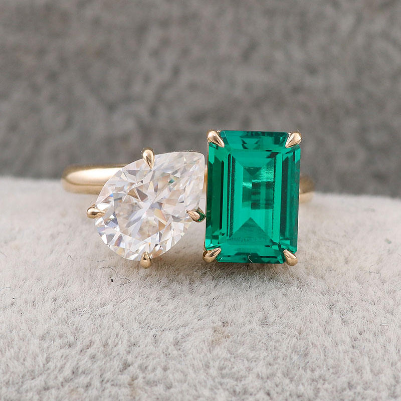 Bague moissanite en or massif 14 carats véritable