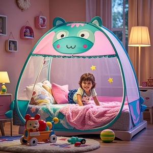 カラフルな子供の暗号化ポータブルネットダブルサイズ折り畳み式ベッドネットサマーホーム & キャンプ用メッシュドアネット - Product Image 2