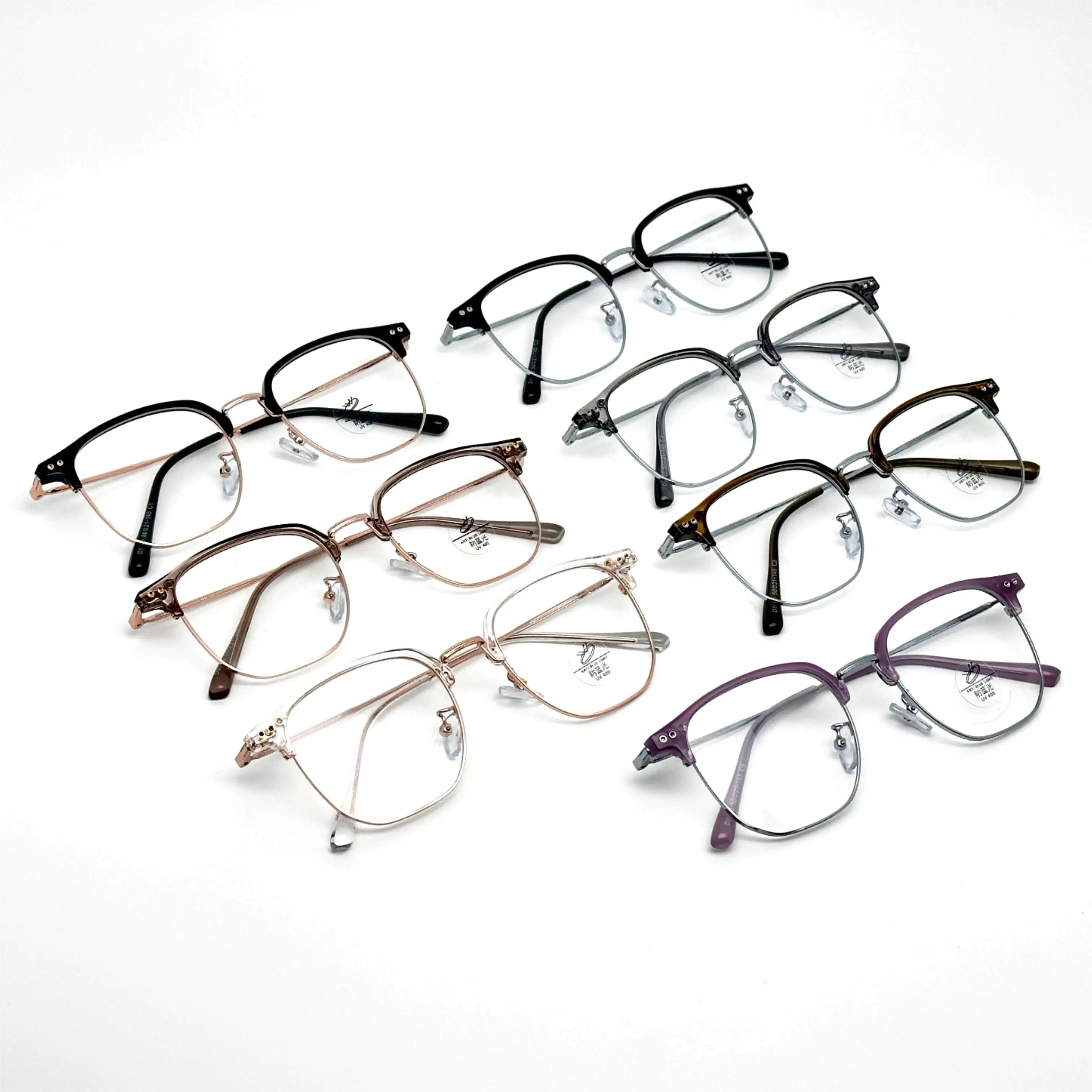 Großhandel Vintage mehrfarbig klassische Marke optionale Frauen Augenbrauenlinie tr90 Metall-Brillenrahmen