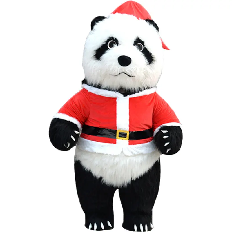 2m/2.6m/3m costume de mascotte gonflable version Noël en longue fourrure