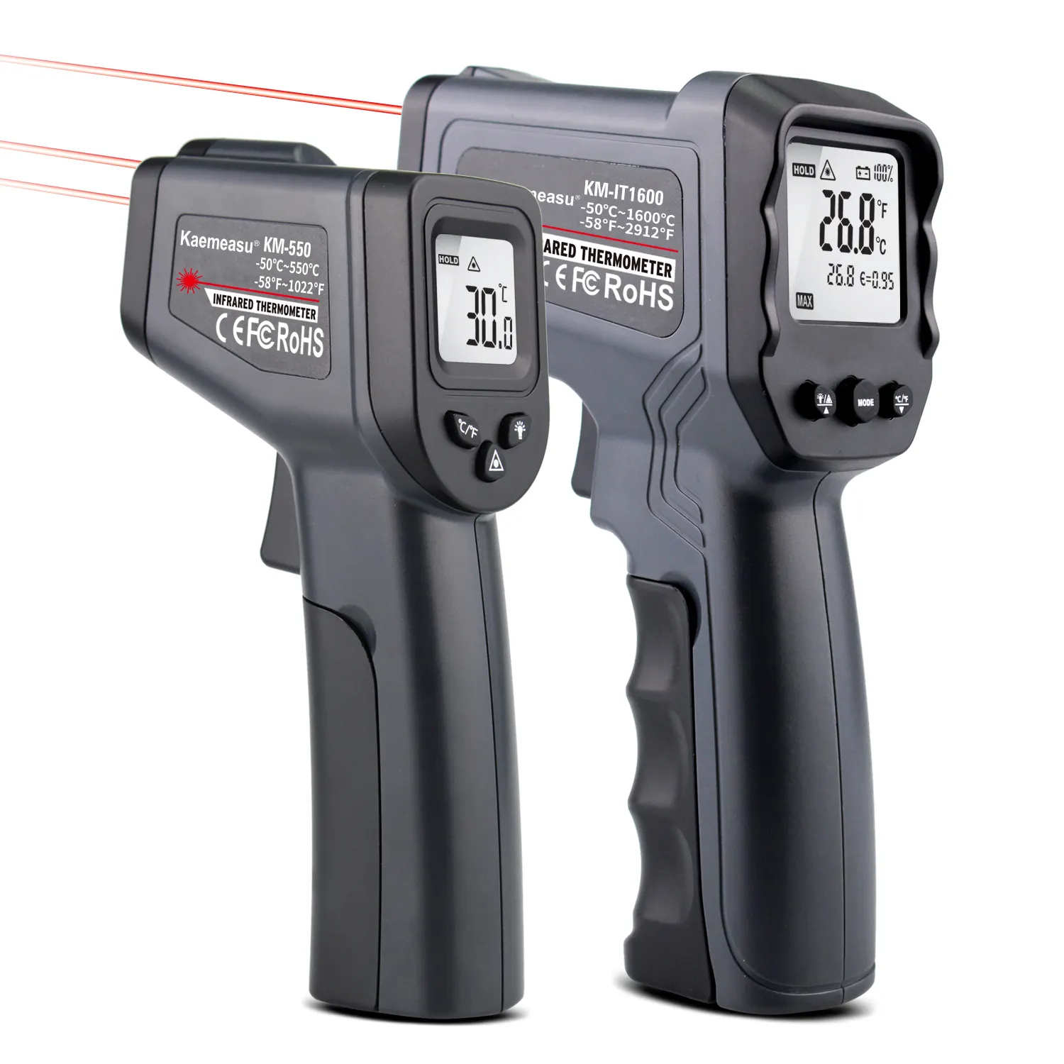 -50 ~ 1600c Double laser industriel domestique thermomètres laser température pistolets haute basse température alarme thermomètre infrarouge