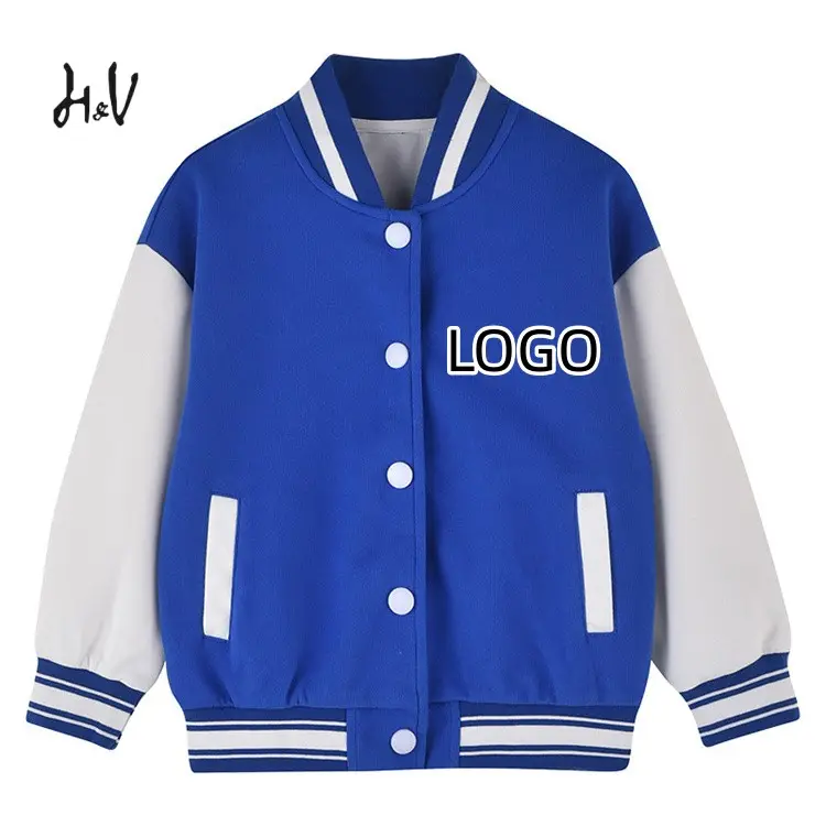 LH estampado personalizado invierno niños niñas algodón escuela deporte béisbol chaqueta cálida niños otoño ropa chaqueta de béisbol