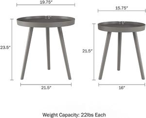 ソファ木製ベッドサイドテーブル用の2つのラウンドモダンアクセントテーブルのネスティングエンドセット - Product Image 2