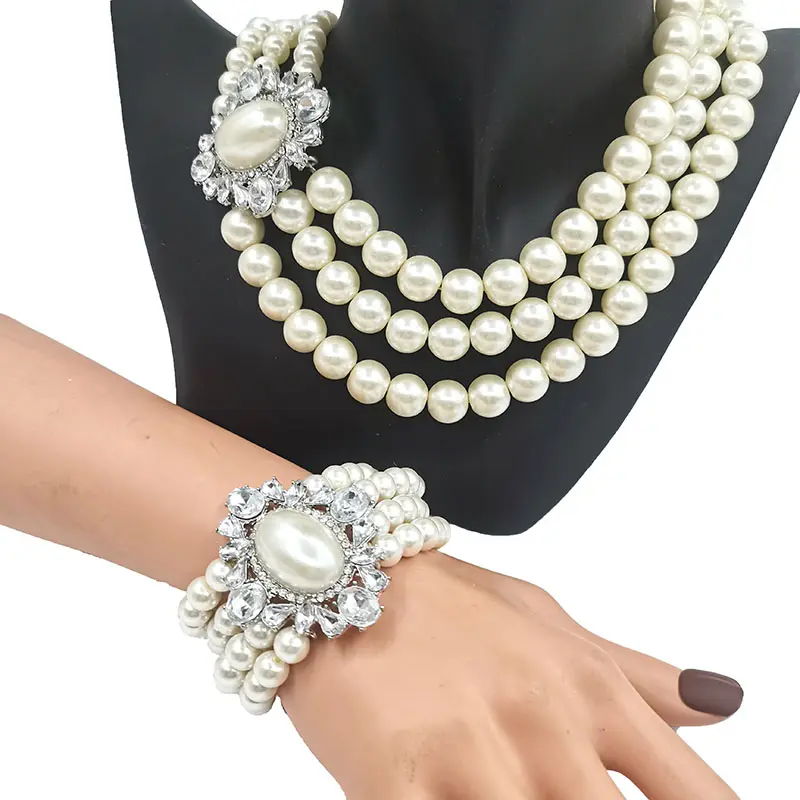 Collar de perlas chapado en oro y aleación, joyería personalizada de Sorority negra, gran oferta