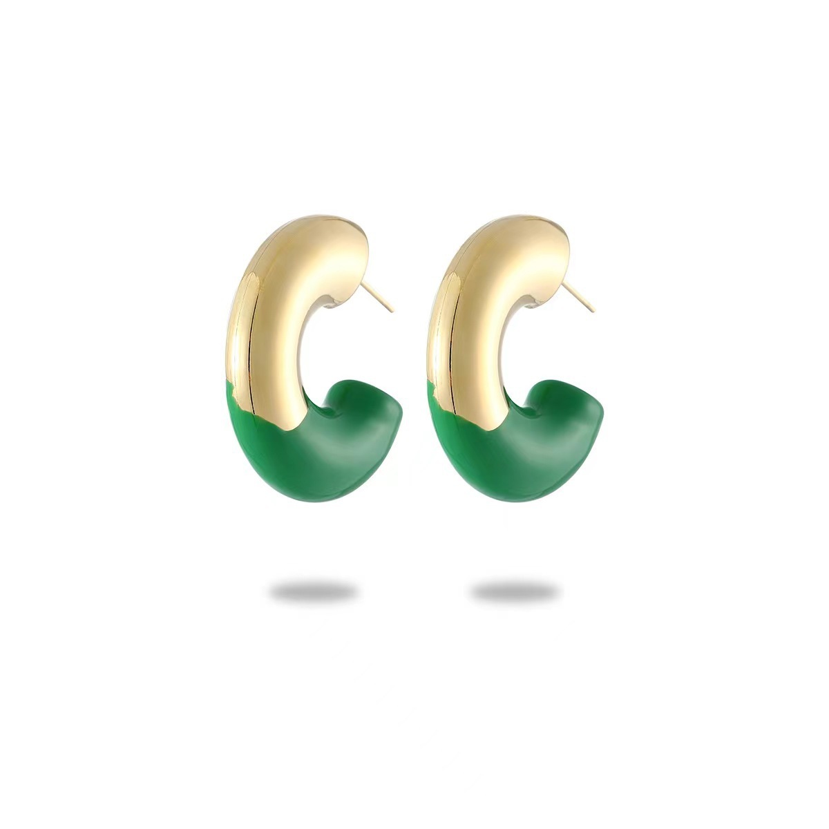 Green earrings 30mm
