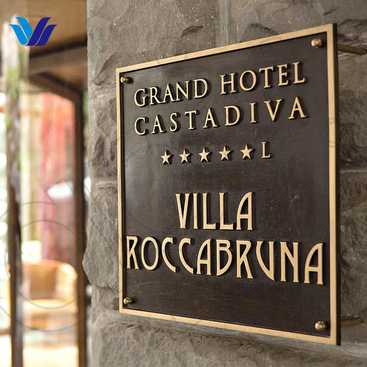 HONGSEN Fabricant Personnalisé 3D Métal Laiton Sculpté Signes Fonte Bronze Plaques Pour Chambre D'hôtel