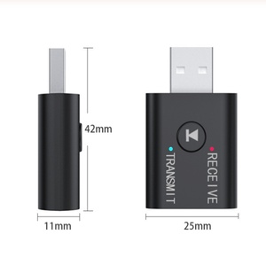 用于音频视频的2合1 USB 5.0适配器，用于蓝牙5.3接收器发射器3.5用于接收的女性塑料车辆接收器