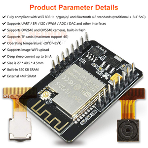 ESP32-CAM Wireless IoT WiFi + Bluetooth scheda di sviluppo con OV2640 modulo fotocamera - Product Image 4