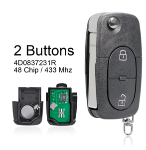 ID48チップ付き2ボタンスマートリモートキーシェル433MHZ 4D0837231RキーレスゴーエントリーリモートカーキーforAudi A3 A4 A6 A8 B6 - Product Image 2