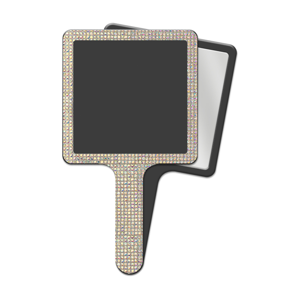 1 espejo negro con diamantes de imitación.