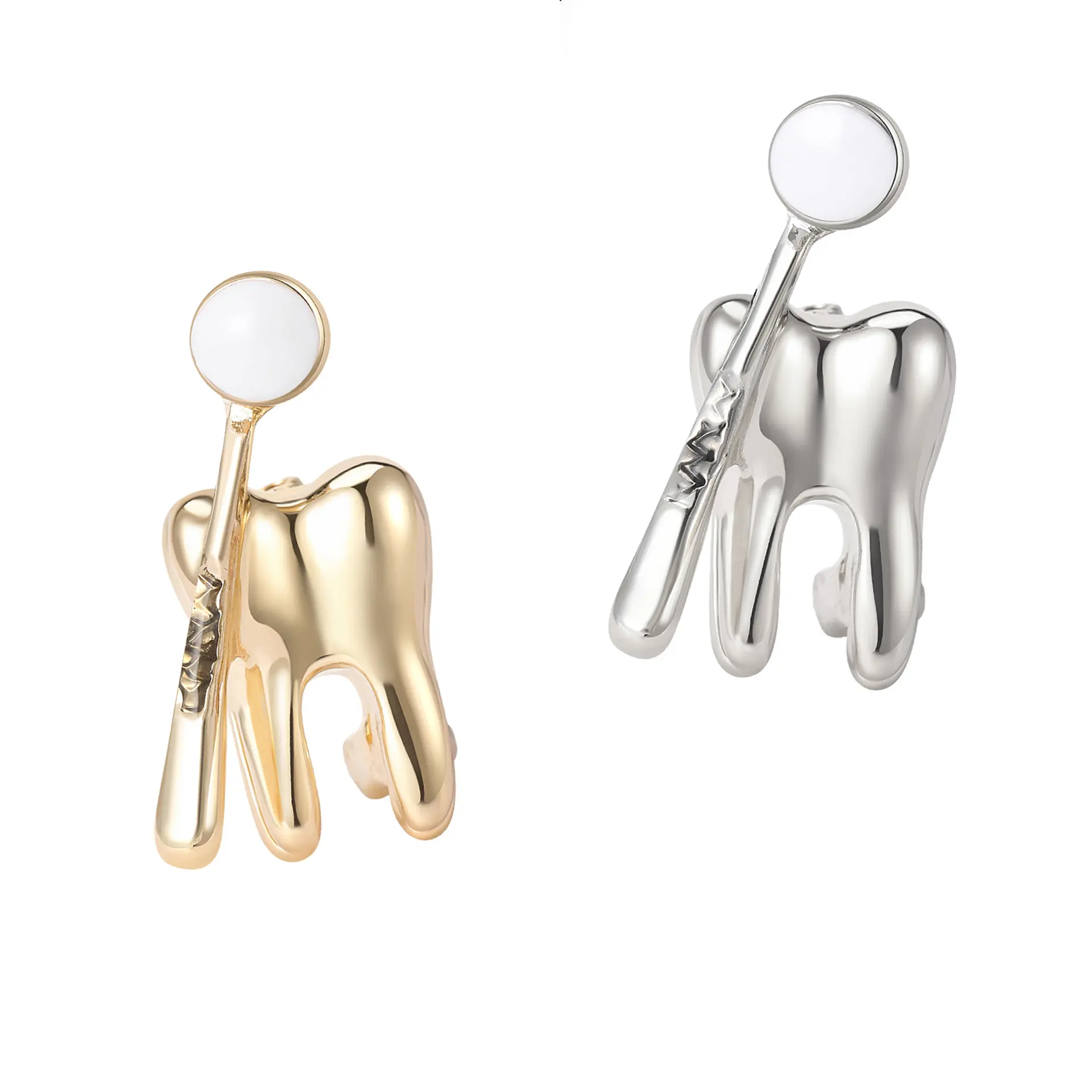 Spilla in lega di spille per denti dentali in metallo argento oro spille per donne e uomini medico dentista uniforme accessori