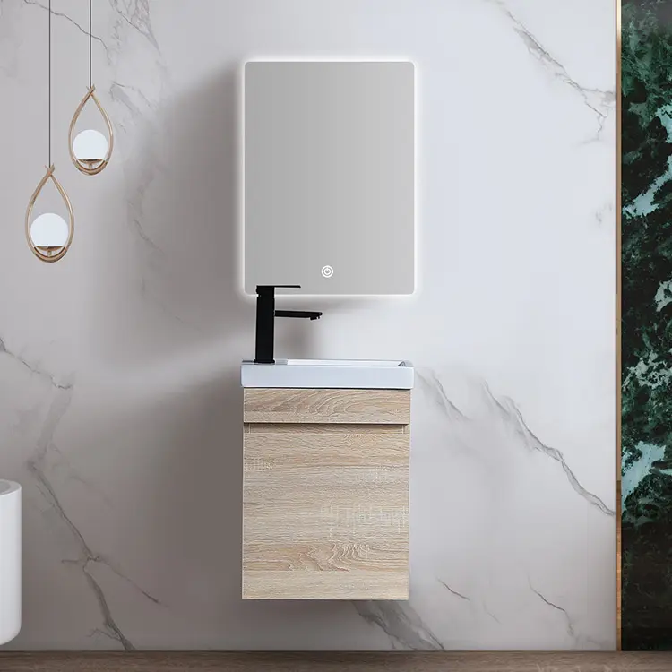 Toptan Modern banyo mobilyaları lüks duvara monte dolap tek lavabo MDF duvara monte banyo dolabı Vanity için otel