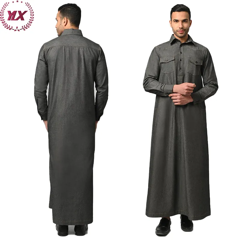 Alta calidad Thobe Arabia Saudita Qatar Egipto Dubai Thobe Daffah Jubba Kaftan Abaya musulmán ropa islámica para hombres