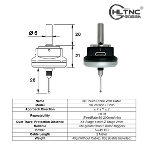 5~24VDC 4mm 3D Touch Probe <strong>Edge</strong> <strong>Finder</strong> <strong>CNC</strong> 3D <strong>Edge</strong> Finde 6MM <strong>Edge</strong> <strong>Finder</strong>